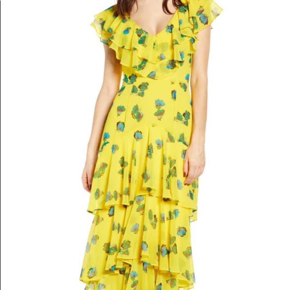 WAYF Chelsea Tiered Ruffle Maxi Dress, Yellow